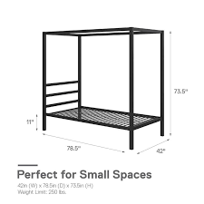 Dhp Modern Metal Canopy Poster Bed In Twin In Black