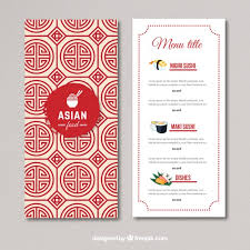 Asian Food Menu Vector Free Download