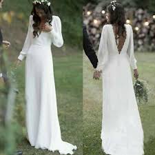 Make heads turn on your wedding day with this soft chiffon gown! Bohemian Wedding Dress Backless Sexy V Neck Chiffon Bridal Gowns Backless Beach 88 00 Picclick Uk