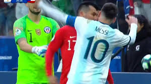 Messi was shown the red card following a video review. Argentina Vs Chile Lionel Messi S Copa America Ends With A Red Card After Heated Pushing Match With Medel Cbssports Com