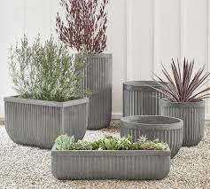 concrete fluted planter grey