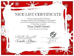 Free Printable Nice List Certificate Santa Templates Letter Template