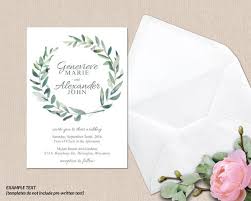 Watercolor Leaves Wreath Wedding Invitation Leaf Invite