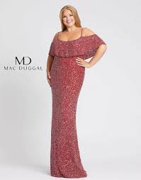 Fabulouss By Mac Duggal 4836f Flounce Neckline Sequin Dress