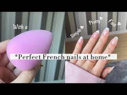 french nails with a beauty blender