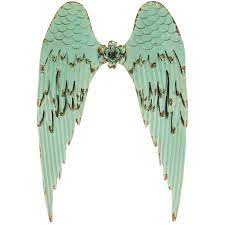 turquoise angel wings metal wall decor