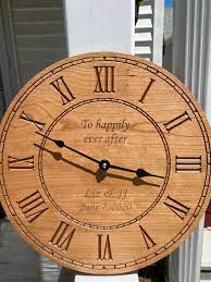 Custom Engraved Clock Personalized Wood
