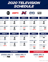 Sort by genre, time of day or print the 7 day guide. Xfl 2020 Broadcast Schedule Xfl
