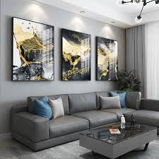Golden Black White Abstract Painting