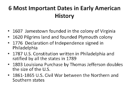 important dates in early american