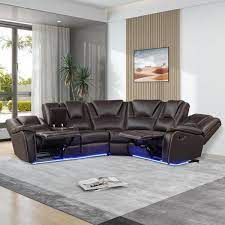 faux leather reclining sectional sofa