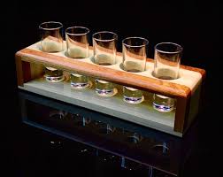 Tequila Shot Flight Serving Tray With 5