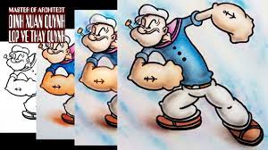 how to draw Popeye the sailor - vẽ thủy thủ lực sĩ Popeye - YouTube