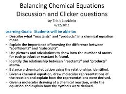 Balancing Chemical Equations Discussion