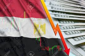 Egypt Flag And Chart Falling Us Dollar Position With A Fan Of