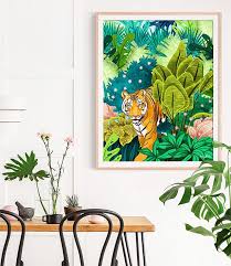 Jungle Tiger Art Print Boho Wildlife