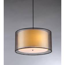 Warehouse Of Tiffany Fabiola 3 Light Black Brown Hanging Chandelier With Fabric Shade Rl1063 The Home Depot