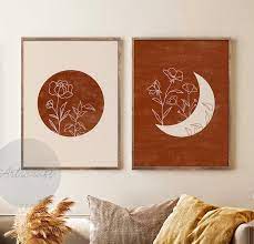 Terracotta Sun And Moon Art Set Of 2