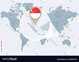 map with magnified singapore vector image