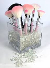 organized makeup brush display