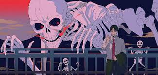 anime boy skeleton smoking hd