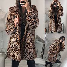 Plus Size Leopard Print Jacket Faux Fur