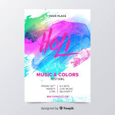 Hand Drawn Holi Festival Flyer Template Vector Free Download