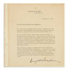 eisenhower dwight d typed letter signed