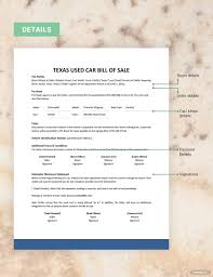 texas used car bill of template