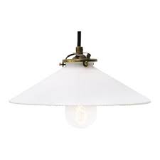 French Brass Pendant Lamp With White