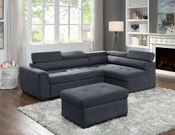 Gray Fabric Sleeper Sofa Sectional