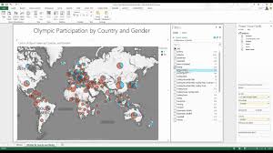 Power View In Excel 2013 Olympics Data Day 2 Pie Charts On Maps Filters And Tiles