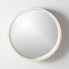 acacia white wash round wall mirror 24