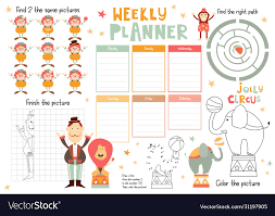kids weekly planner template royalty