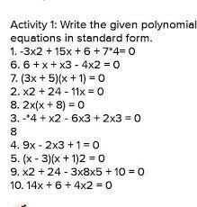 Write The Given Polynomials Equation