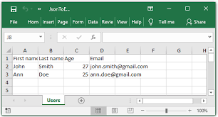 convert json to an excel file from your