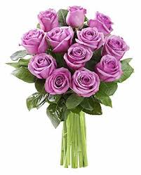 bouquet of 12 fresh purple roses gift