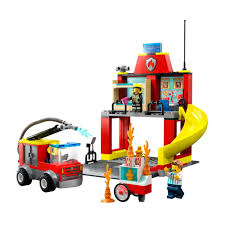 lego city fire station and fire truck