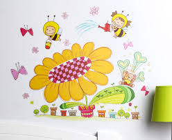 Cartoon Flower Bee Wall Decal Sticker