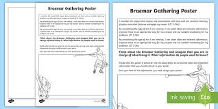 Braemar's premier cultural and sporting event is the braemar gathering which takes place on the first saturday of september every year. Braemar Gathering Design A Poster Worksheet Worksheet
