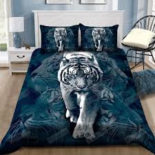 white tigers 3d cotton bed sheets