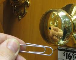 Unlocking a bedroom door usually can be done by inserting a paperclip or a small screwdriver into the hole on the exterior doorknob, then pushing out or turning the lock. Easy Illustrated Instructions On How To Unlock The Bathroom Door