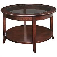 Find great deals on ebay for round wood coffee table. Bowery Hill Solid Wood Round Glass Top Coffee Table In Oak Walmart Com Walmart Com