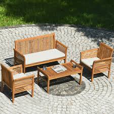 4pcs wooden patio conversation set