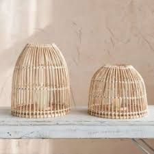 Bamboo Lantern With Glass Candle Holder