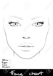 Beautiful Woman Portrait Face Chart Makeup Artist Blank Template