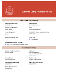 Looking for a permission slip templates? Summer Camp Parental Consent Pdf Templates Jotform