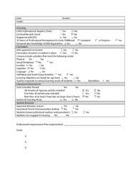 Preschool Teacher Evaluation Form