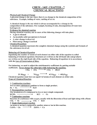 Chem 1405 Chapter 7 Chemical Reactions Doc