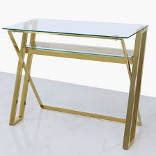 Our glass desks are manufactured by some of the finest in the business and offer premium tempered glass desk tops. Dylan Gold Steel And Clear Glass Desk Discounted Beds Glasgow